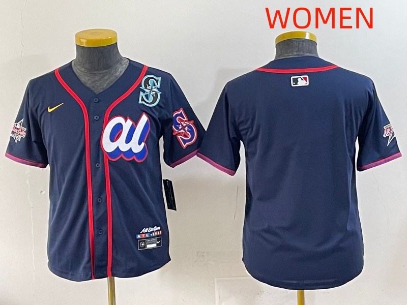 Women 2025 Seattle Mariners Blank Drak Blue All star Blank Blue Nike MLB Jersey style 10
